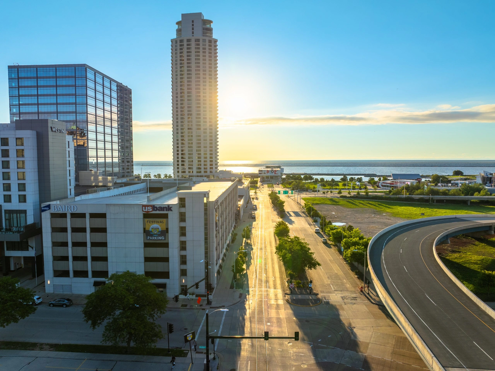 Aerial view of U.S Bank Center building